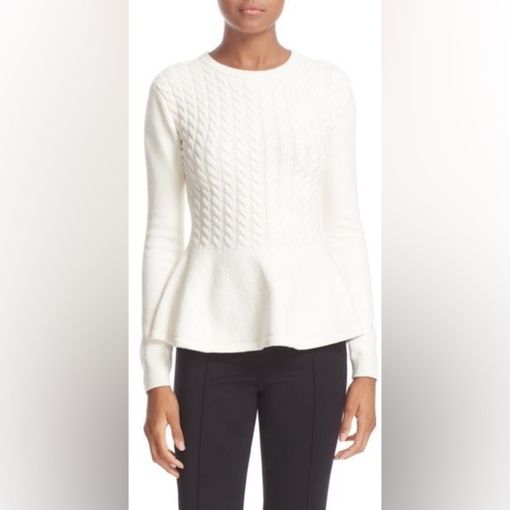 Cream Cable Peplum Sweater